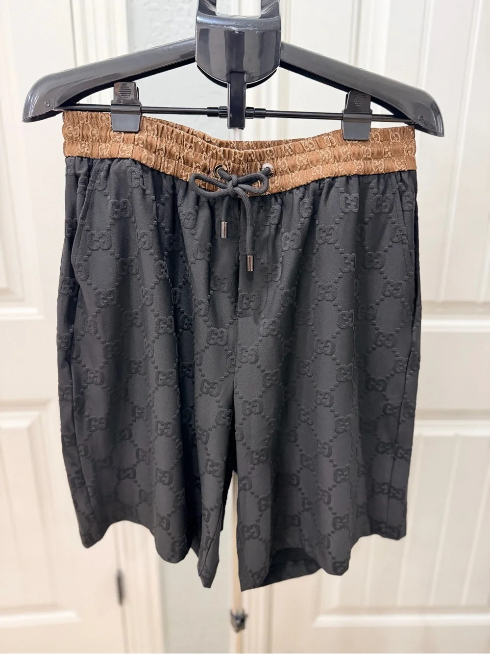 Gucci Black Tee and Shorts with Brown Logo-Trim